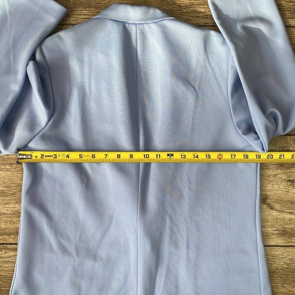 Vintage Blue Polyester Blazer Shoulder Pads Sz 14 USA Union Made - Picture 4 of 7